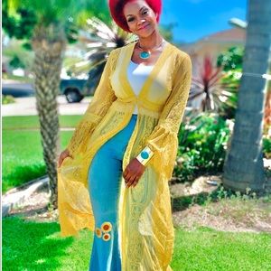 Bohemian Summer Dreams Sunny Yellow Lace Duster